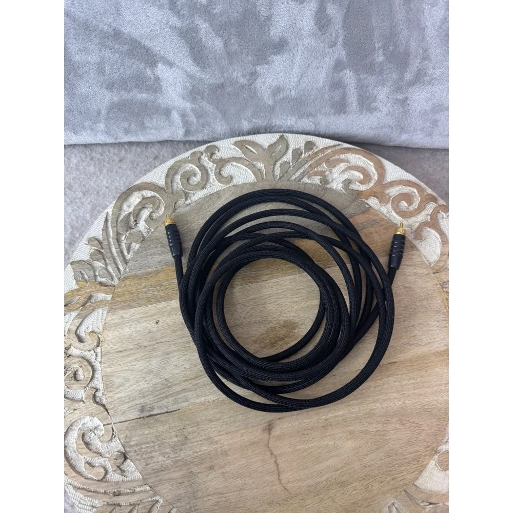 Black Braided RCA Audio Cable Gold Plated Male to Male Patch Cord 10ft Subwoofer